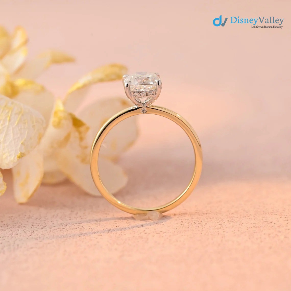 Cushion Moissanite Hidden Halo Engagement Ring