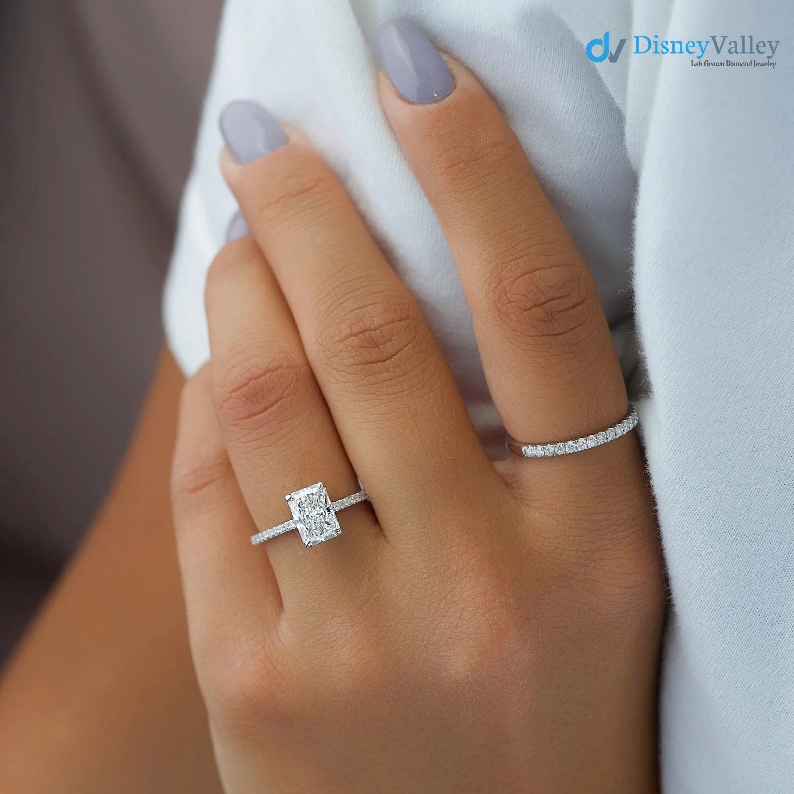 Radiant Lab Grown Pave Setting Engagement Ring Main image