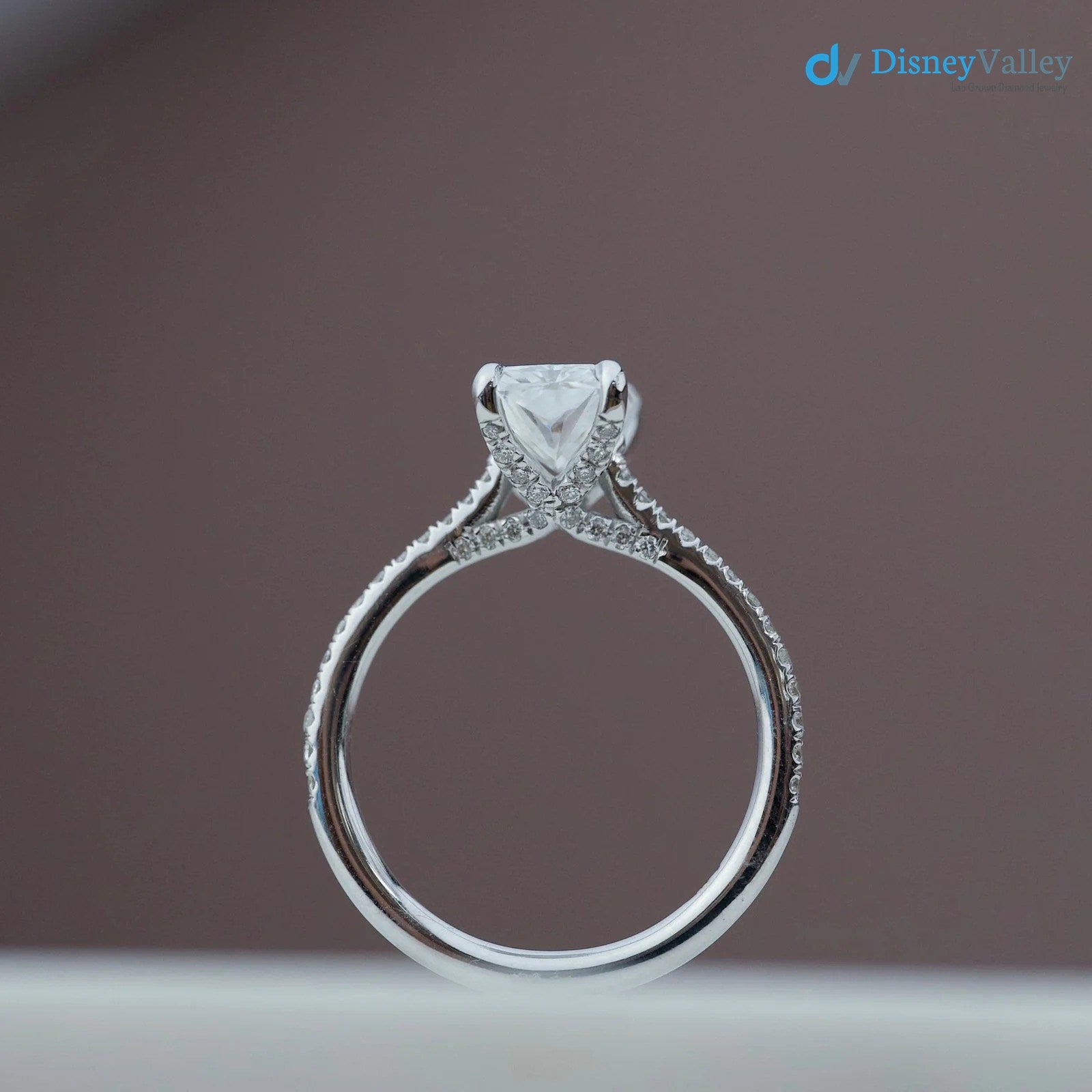 Radiant Lab Grown Pave Setting Engagement Ring