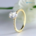 Oval Moissanite Pave Setting Engagement Ring