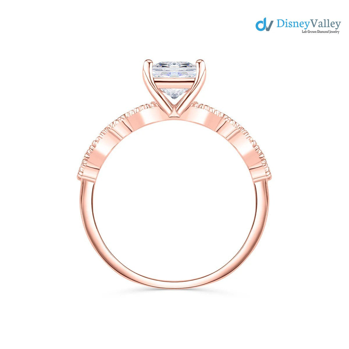 Radiant Moissanite Milgrain Pave Engagement Ring