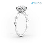 Pear Lab Grown Hidden Halo Dainty Pave Engagement Ring