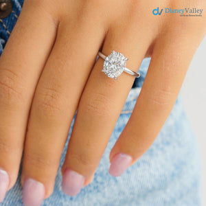 Oval Moissanite Hidden Halo Engagement Ring