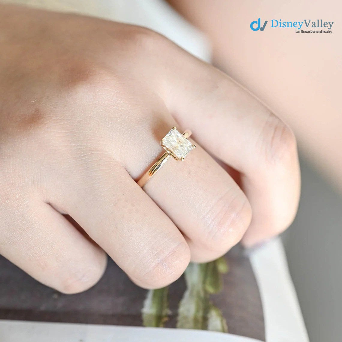 Radiant Moissanite Solitaire Engagement Ring