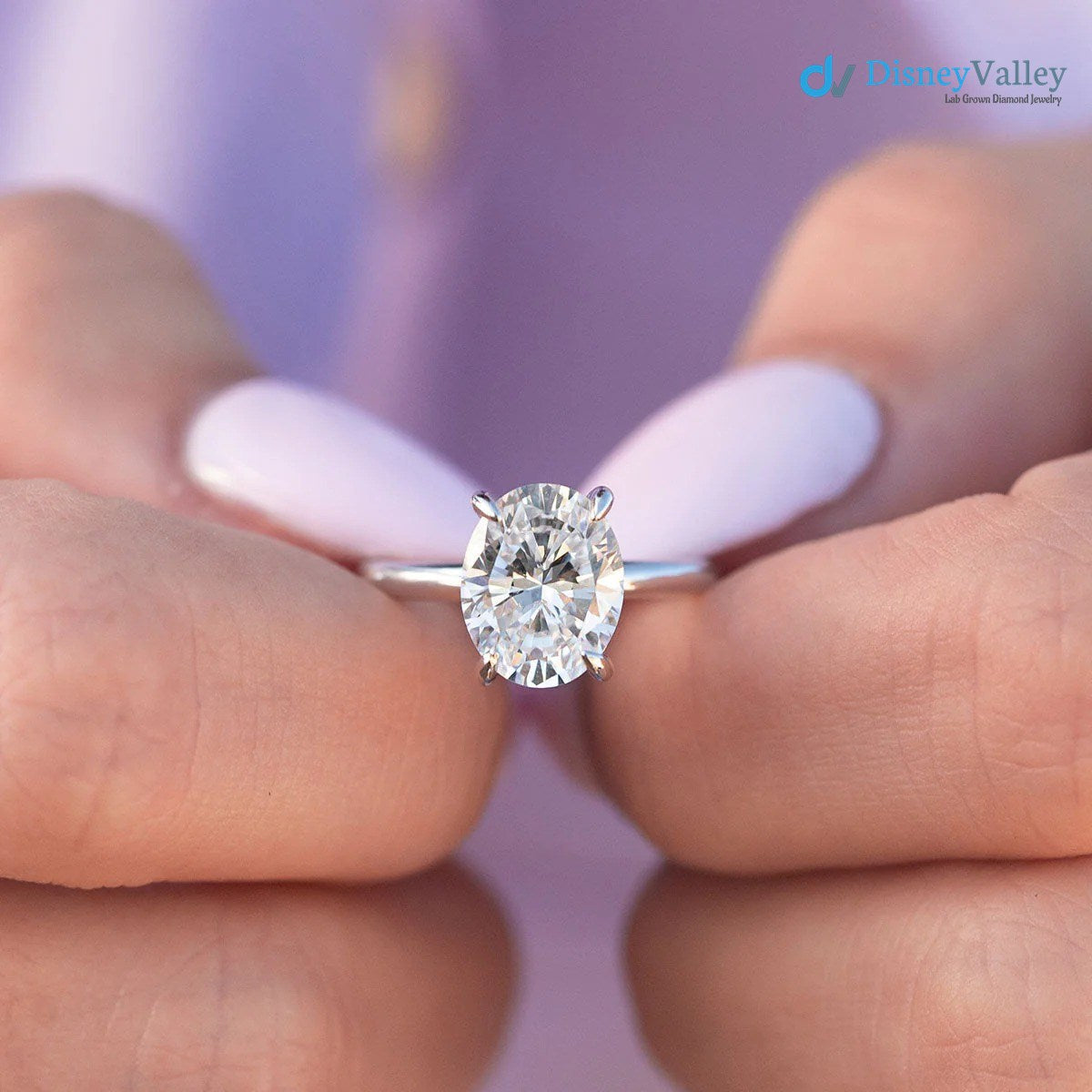 Oval Moissanite Hidden Halo Engagement Ring