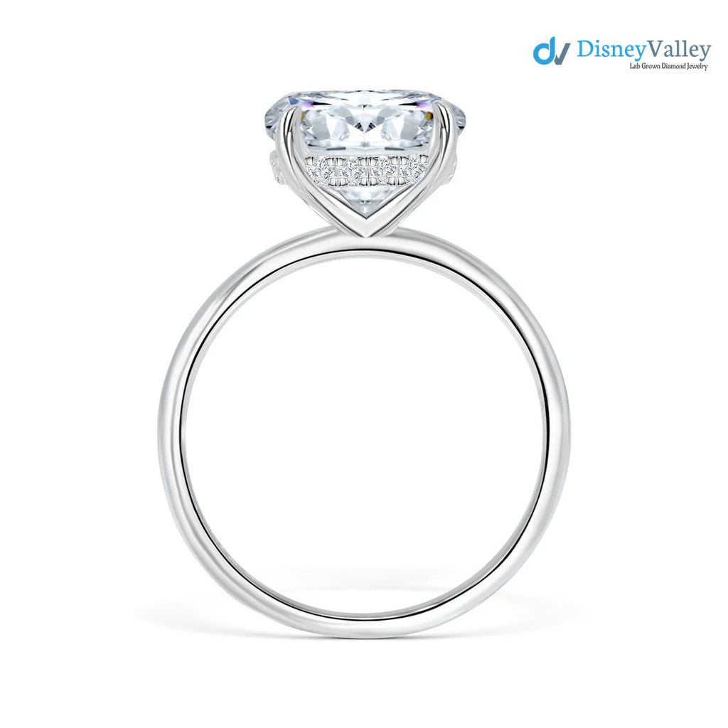 Runder Moissanit-Verlobungsring mit verstecktem Halo