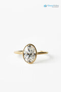 Oval Moissanite Bezel Solitaire Engagement Ring