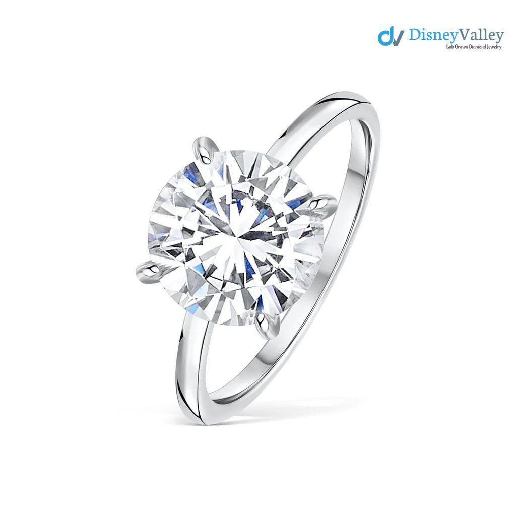 Runder Moissanit-Verlobungsring mit verstecktem Halo