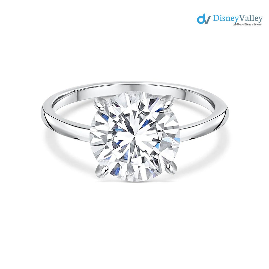 Runder Moissanit-Verlobungsring mit verstecktem Halo