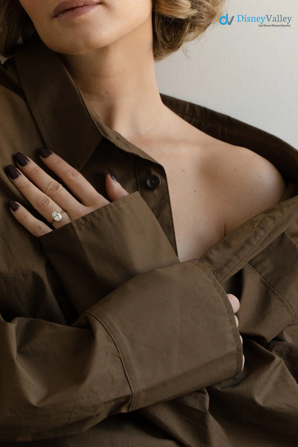 Oval Moissanite Bezel Solitaire Engagement Ring