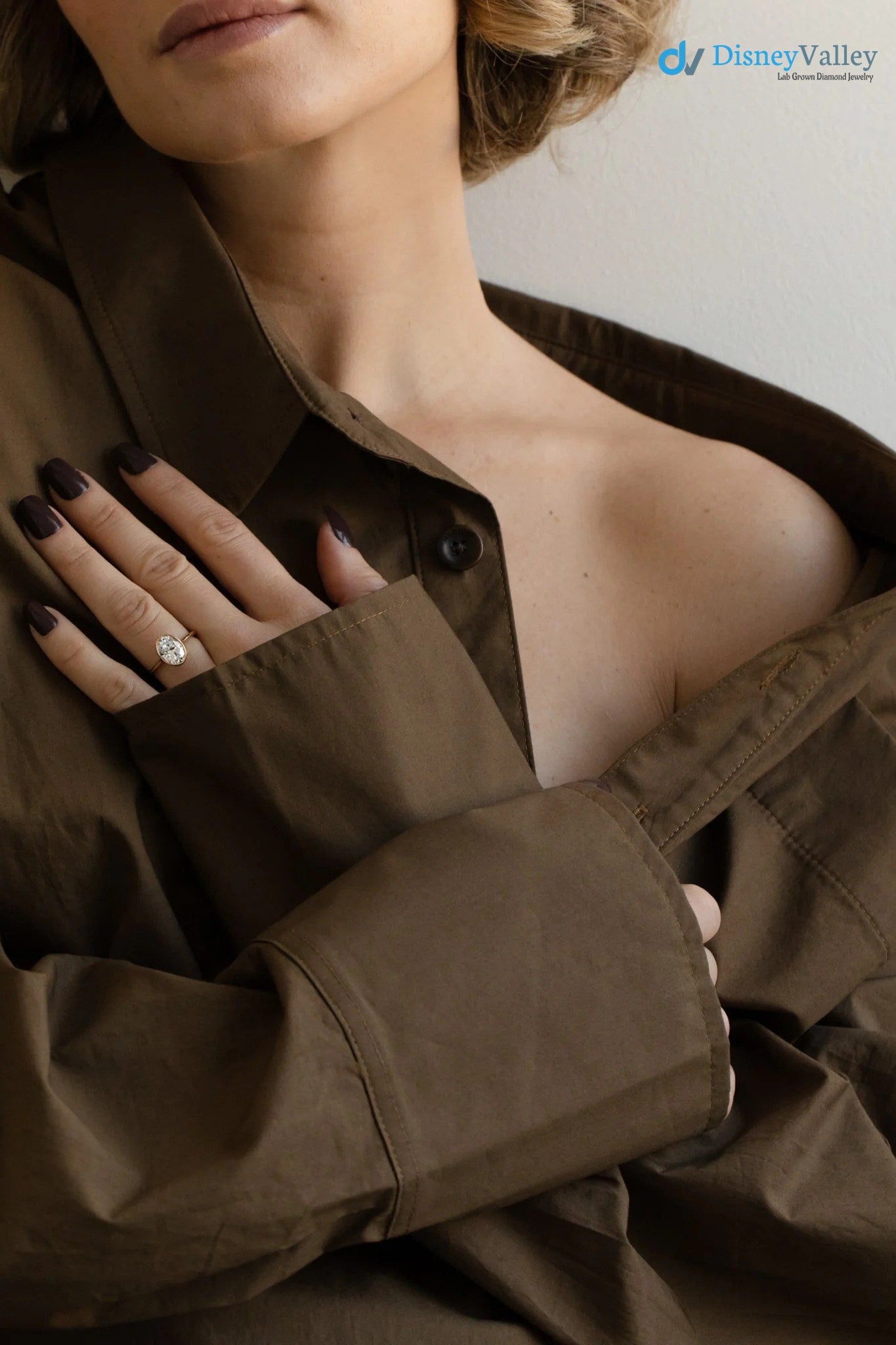 Oval Moissanite Bezel Solitaire Engagement Ring