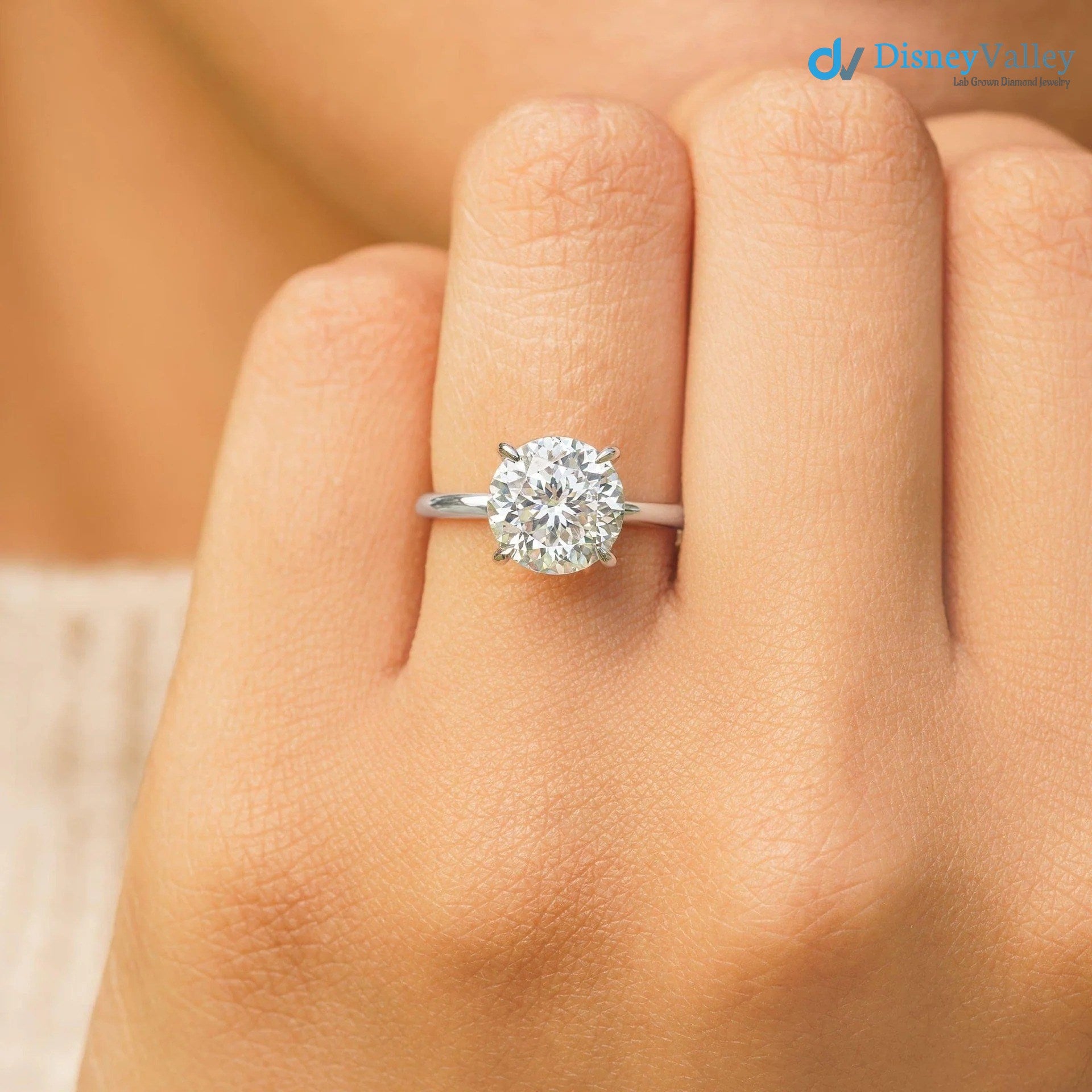 Round Moissanite Hidden Halo Engagement Ring Secondary image