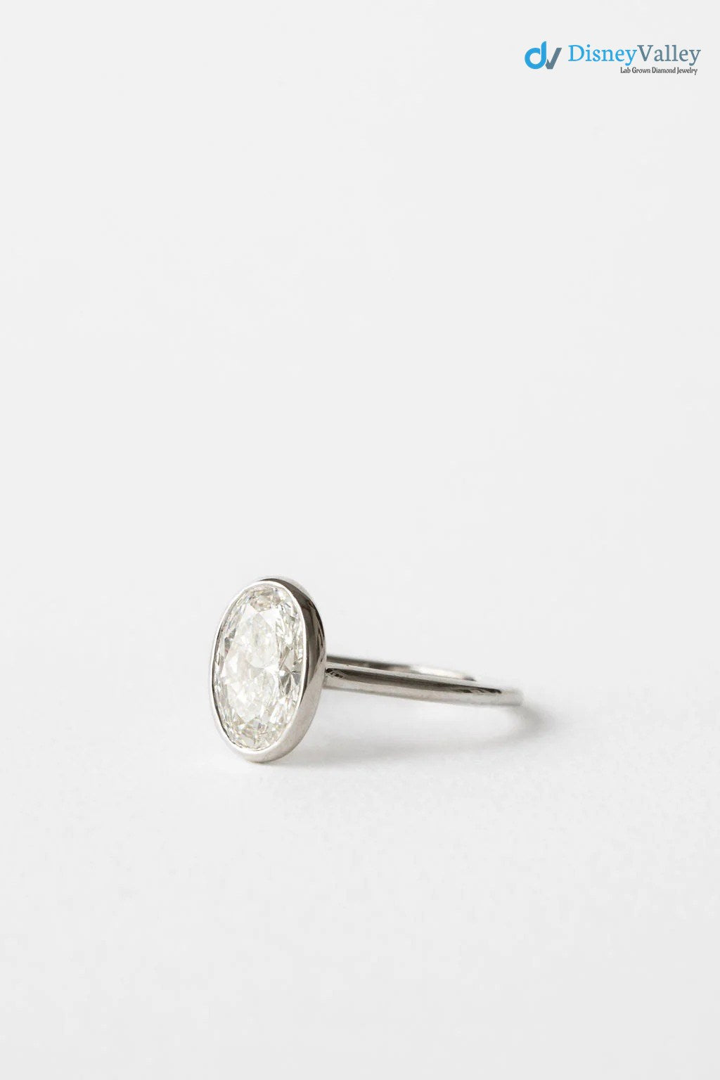 Oval Moissanite Bezel Solitaire Engagement Ring