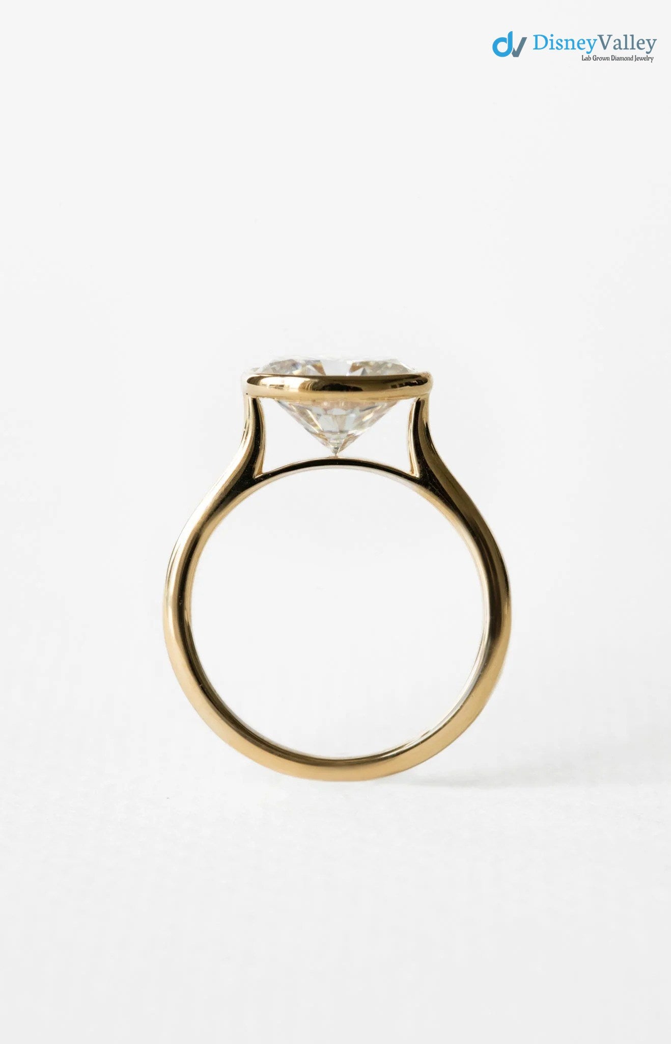 Oval Moissanite Bezel Solitaire Engagement Ring