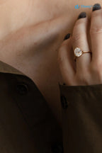 Oval Moissanite Bezel Solitaire Engagement Ring