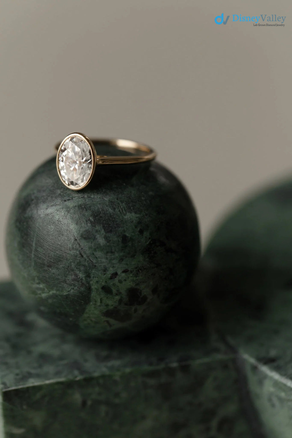 Oval Moissanite Bezel Solitaire Engagement Ring