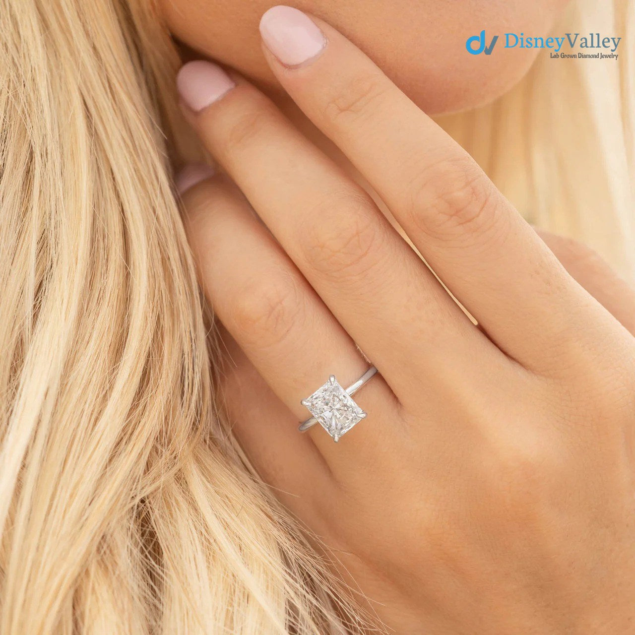 Radiant Moissanite Hidden Halo Engagement Ring