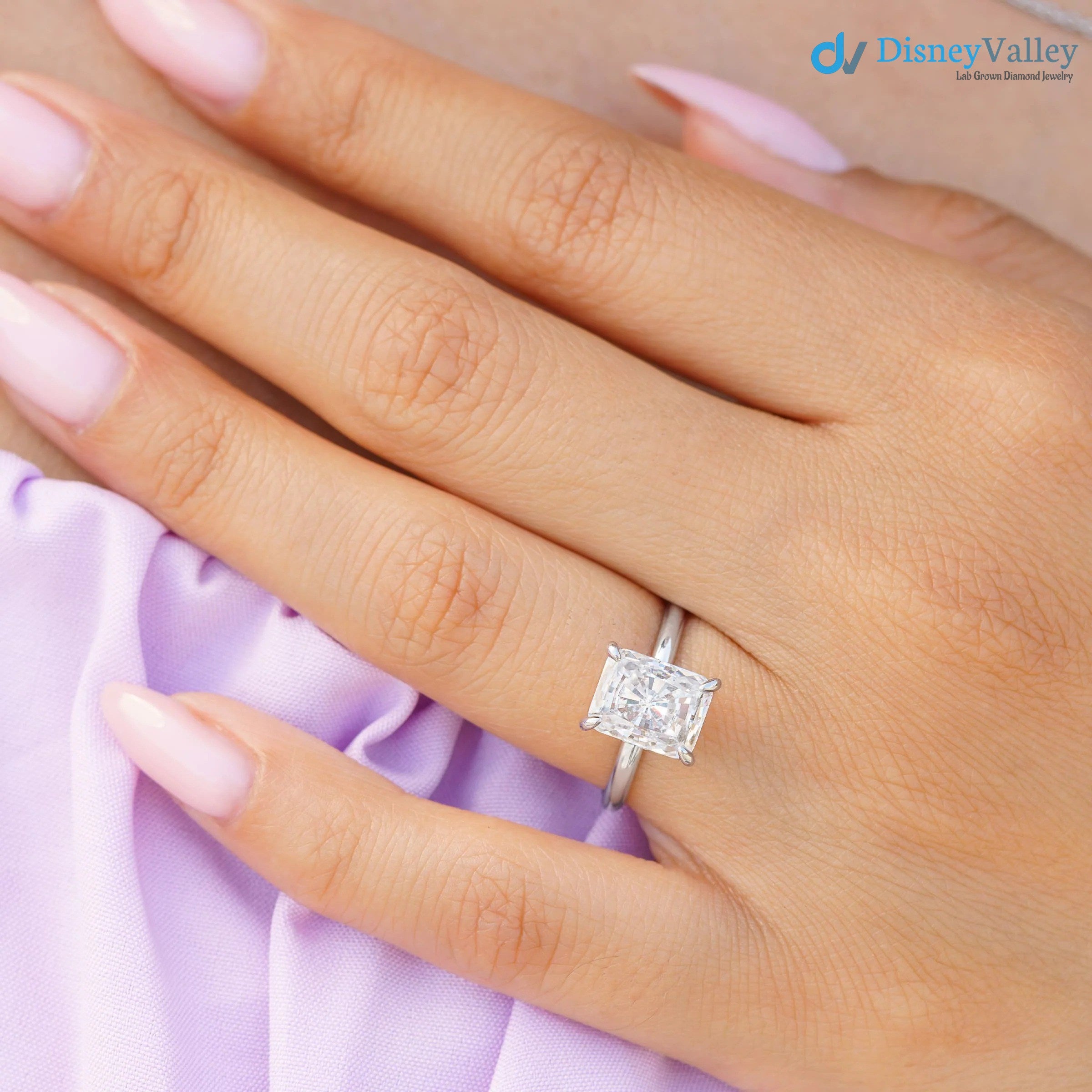 Radiant Moissanite Hidden Halo Engagement Ring Secondary image