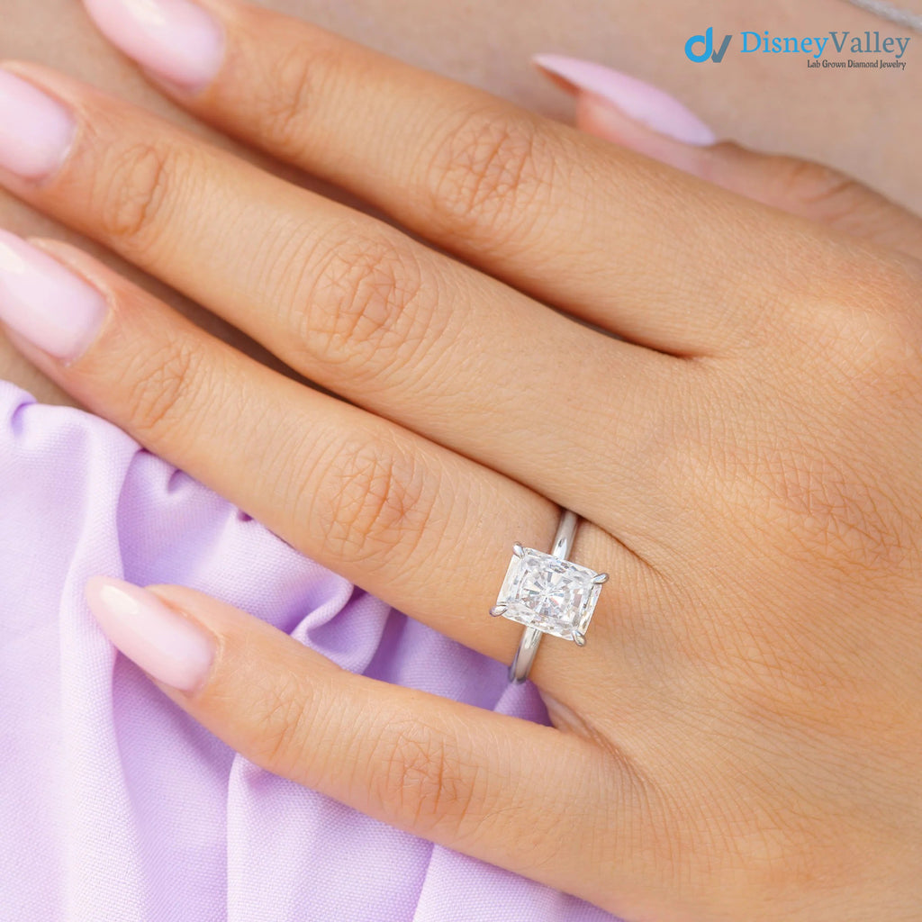 Radiant Moissanite Hidden Halo Engagement Ring