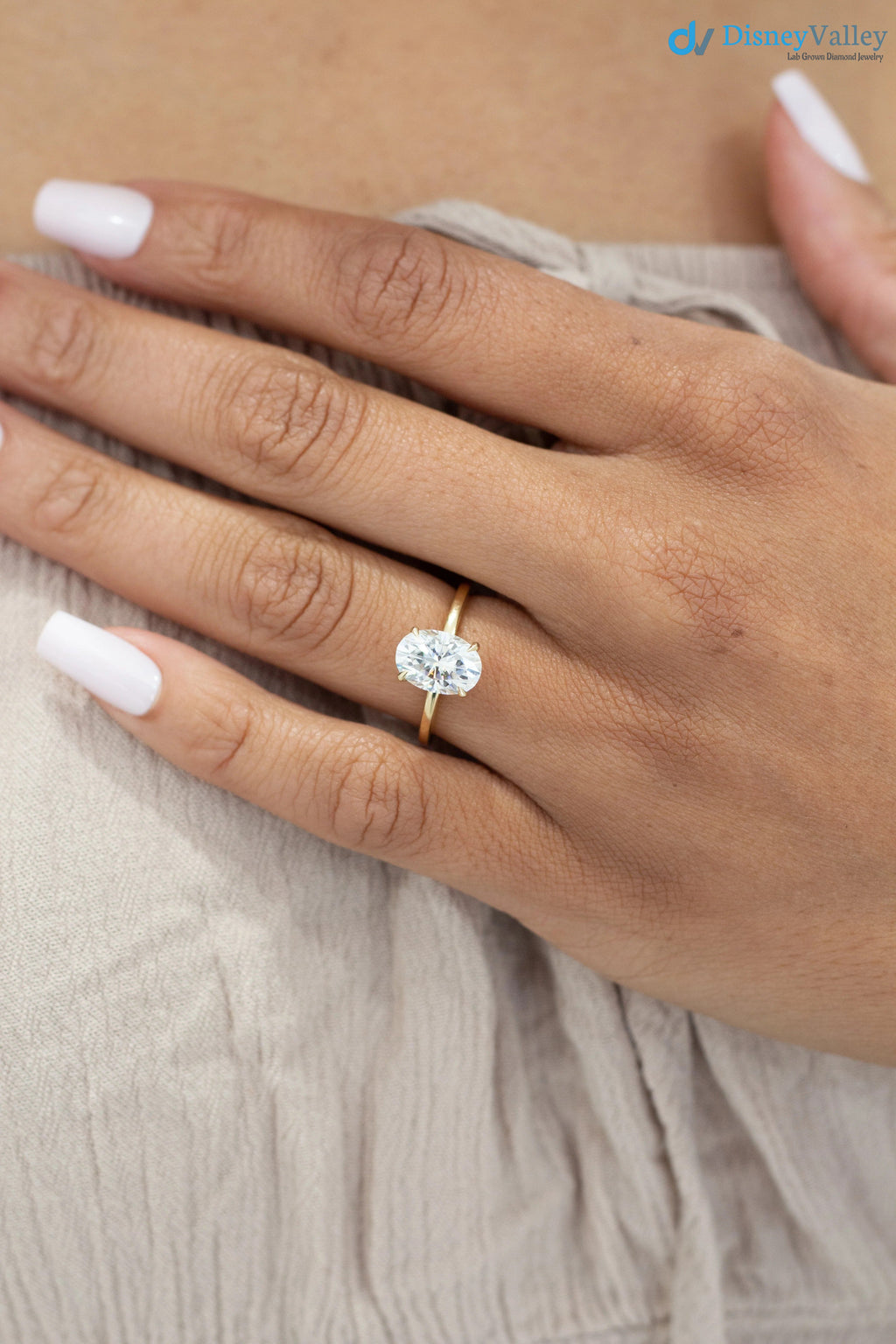 Oval Moissanite Hidden Halo Engagement Ring