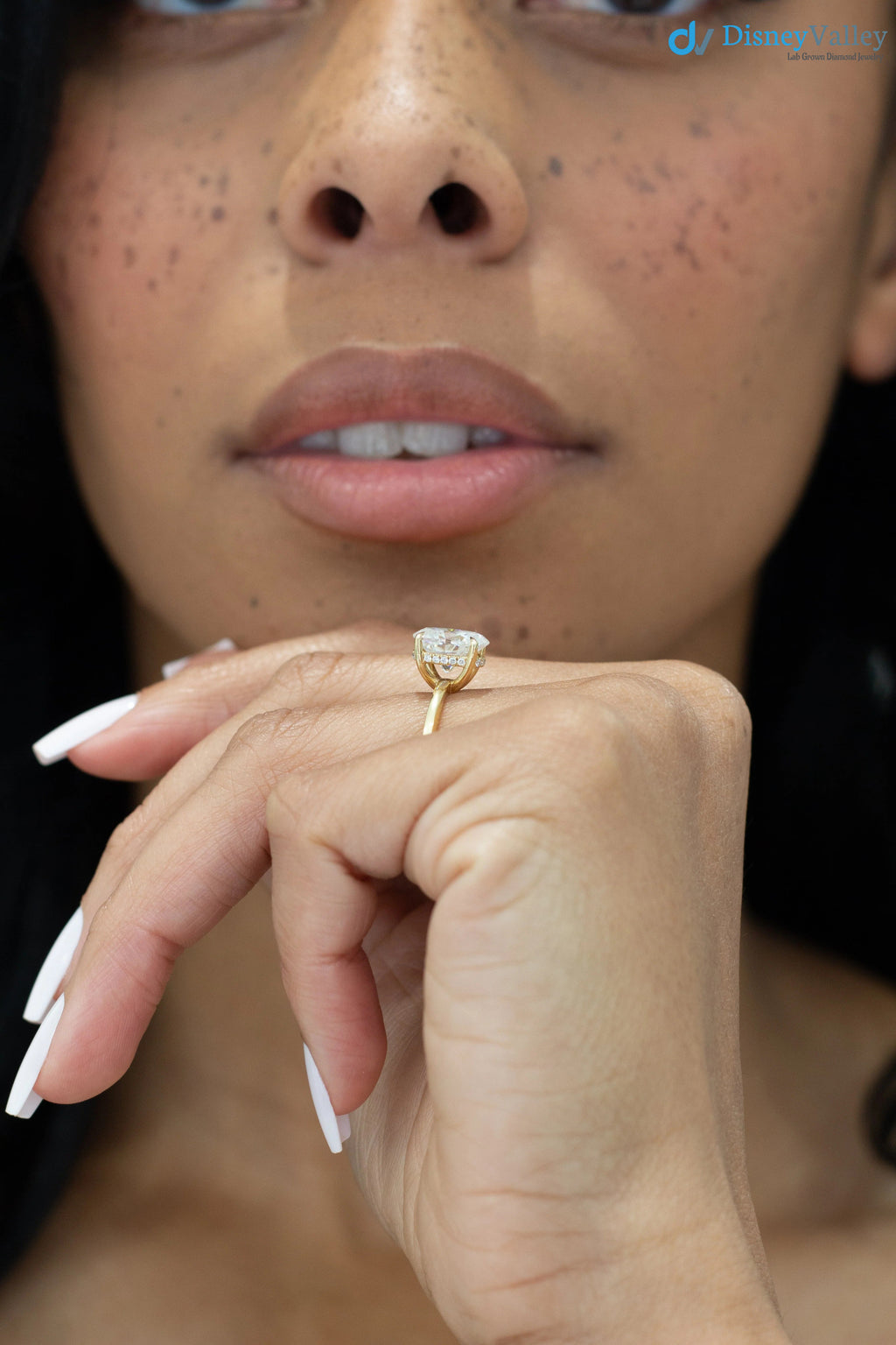 Oval Moissanite Hidden Halo Engagement Ring