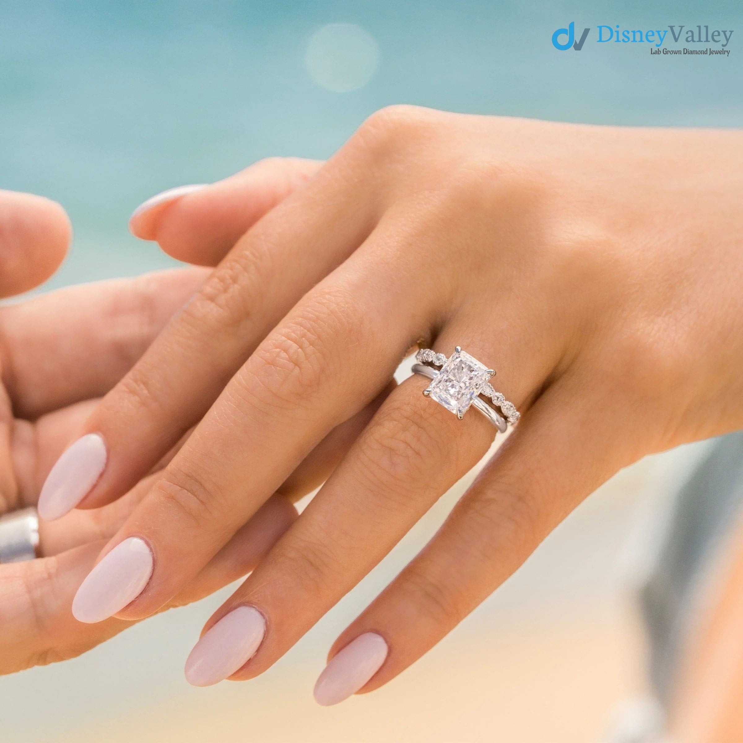 Radiant Moissanite Hidden Halo Engagement Ring Main image