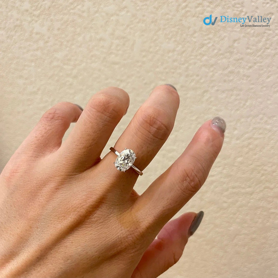 Oval Moissanite Solitaire Engagement Ring