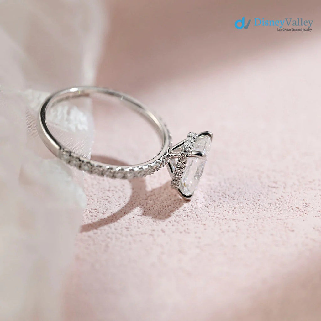 Radiant Moissanite Hidden Halo & Pave Engagement Ring