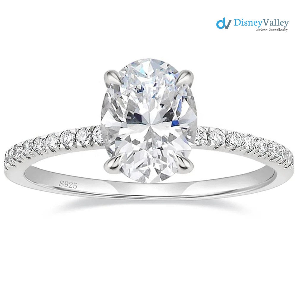 Oval Moissanite Pave Setting Engagement Ring