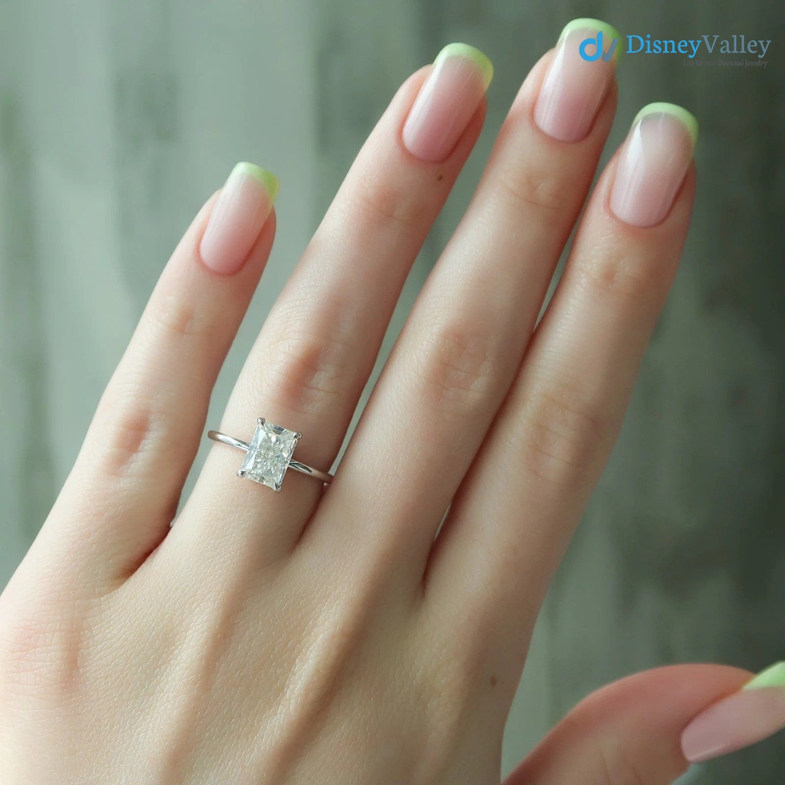 Radiant Lab Grown Hidden Halo Engagement Ring Main image