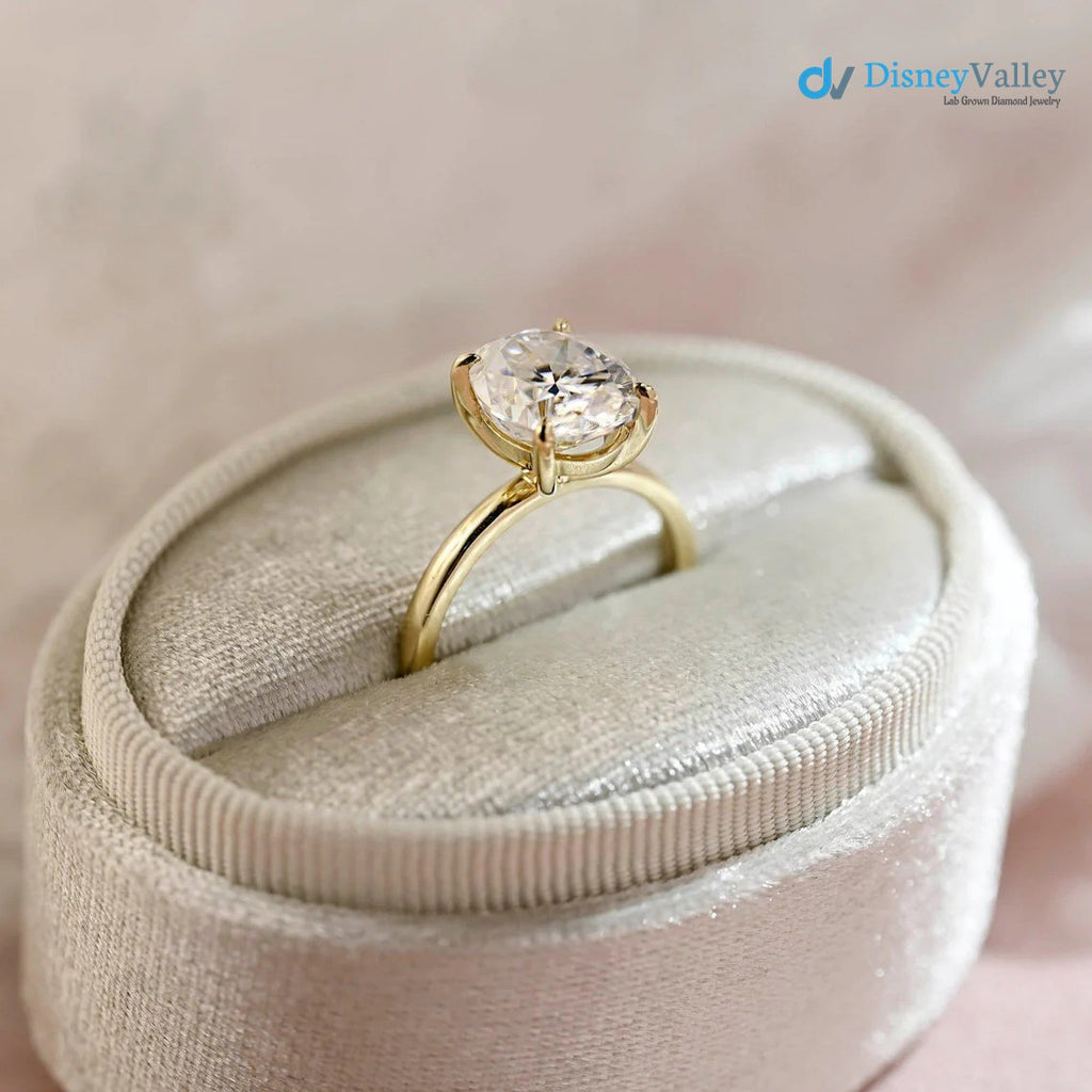 Oval Moissanite Solitaire Engagement Ring