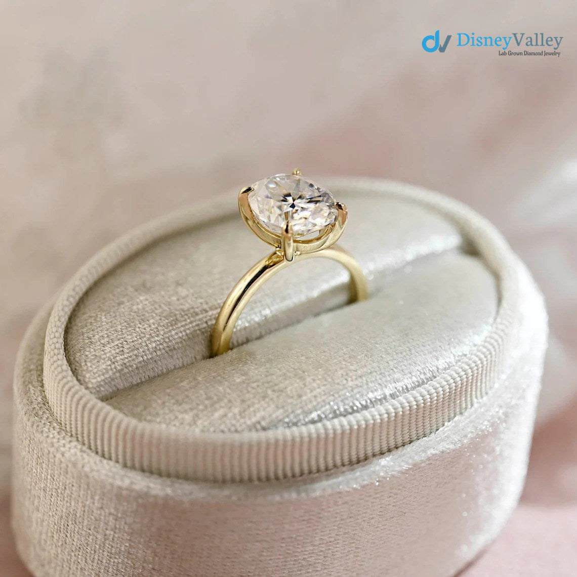 Oval Moissanite Solitaire Engagement Ring