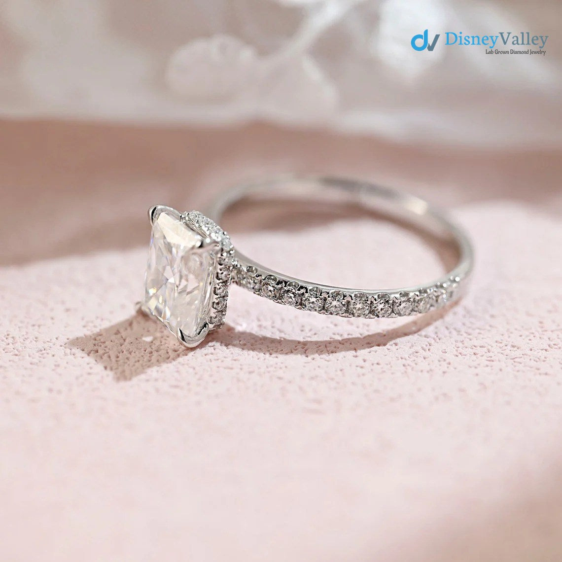 Radiant Moissanite Hidden Halo & Pave Engagement Ring