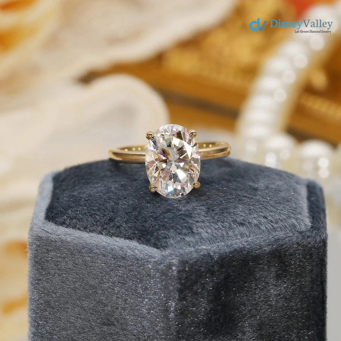 Oval Moissanite Solitaire Engagement Ring