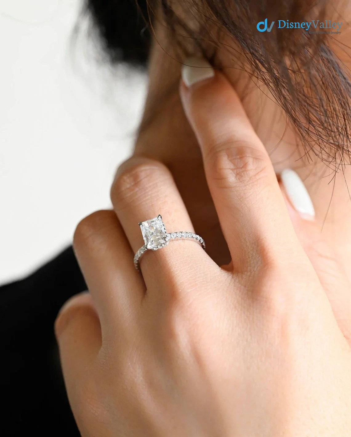 Radiant Moissanite Hidden Halo & Pave Engagement Ring Main image