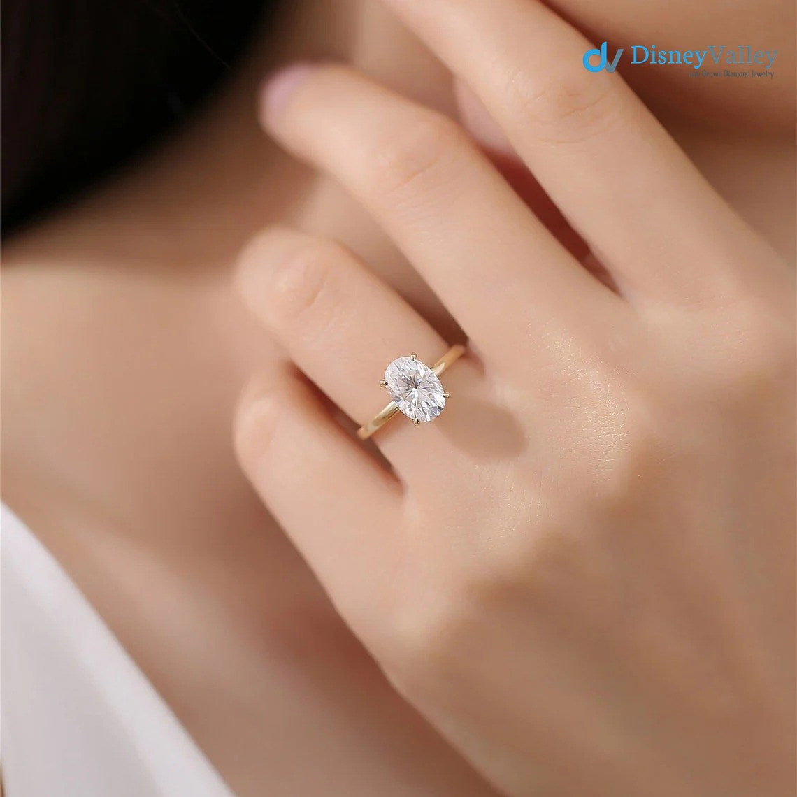 Oval Moissanite Solitaire Engagement Ring