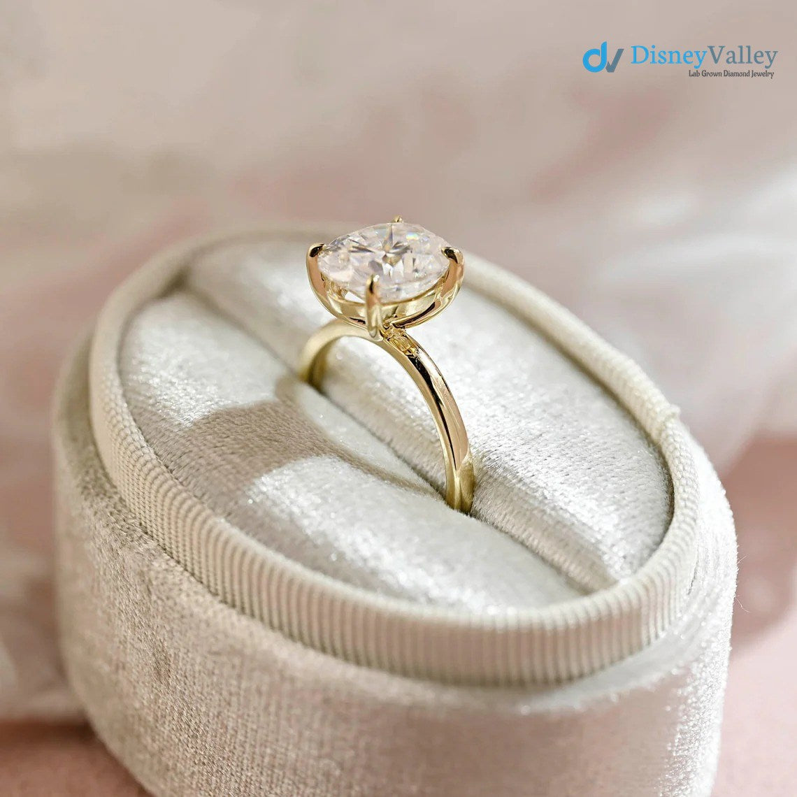 Oval Moissanite Solitaire Engagement Ring