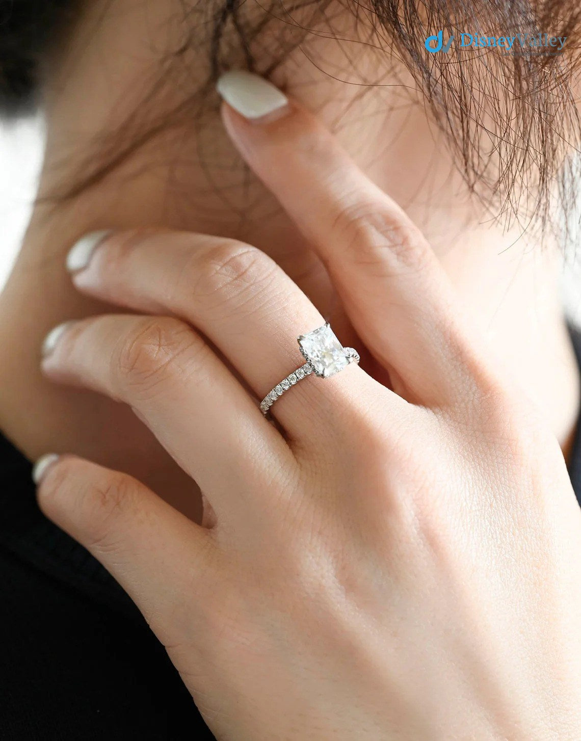 Radiant Moissanite Hidden Halo & Pave Engagement Ring