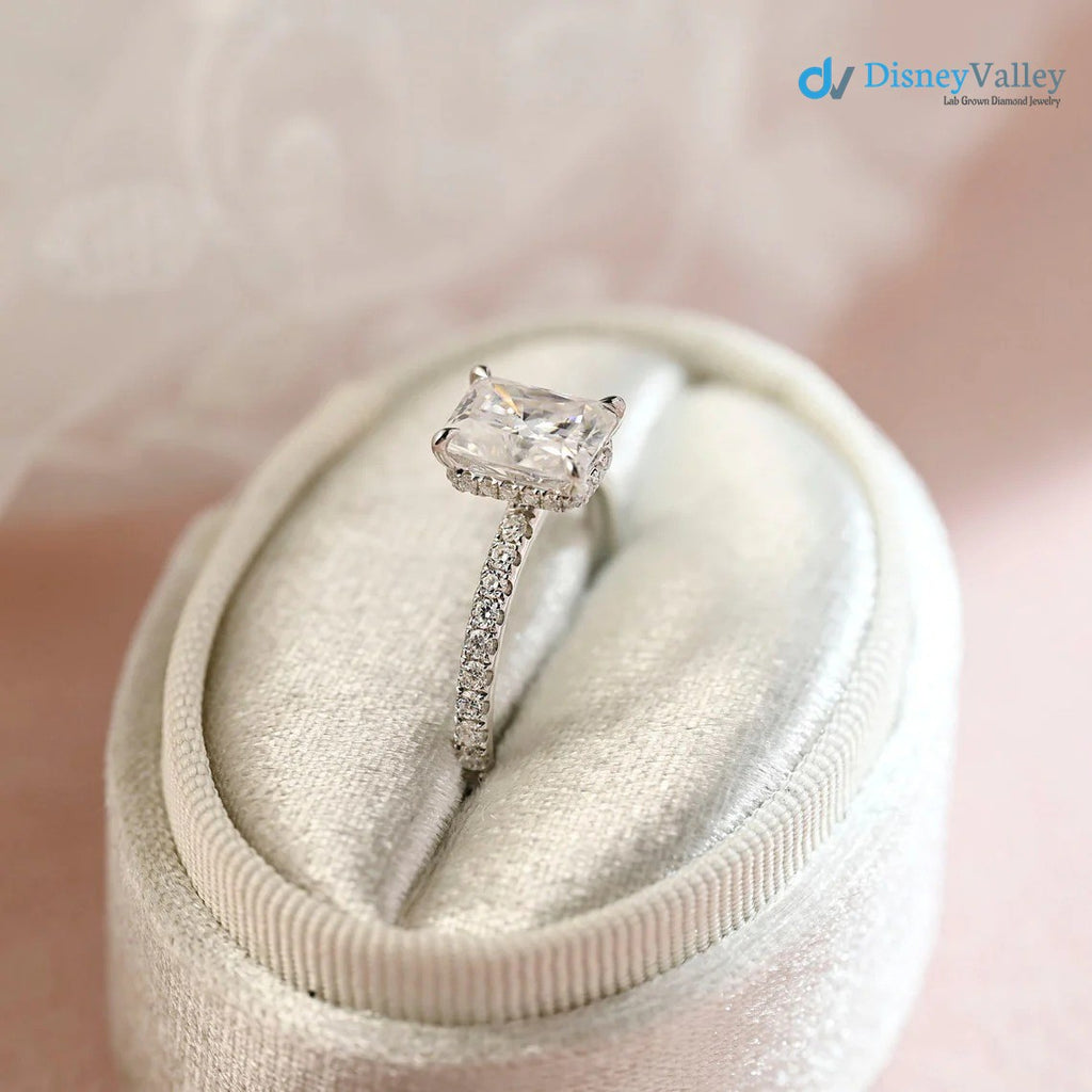 Radiant Moissanite Hidden Halo & Pave Engagement Ring