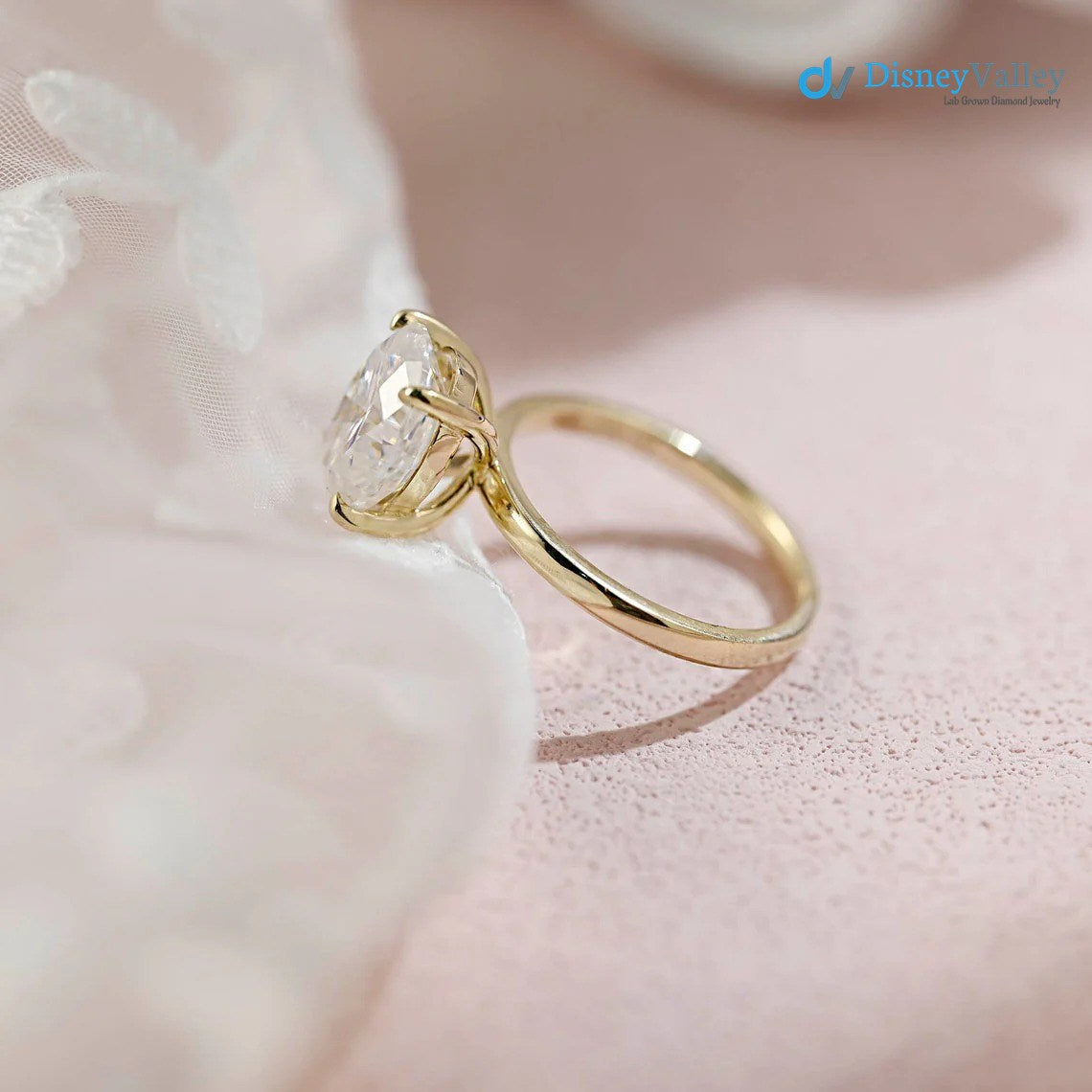 Oval Moissanite Solitaire Engagement Ring