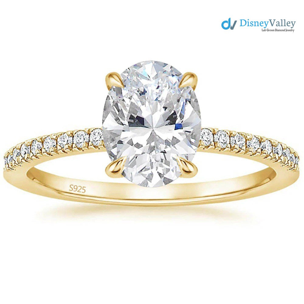 Oval Moissanite Pave Setting Engagement Ring