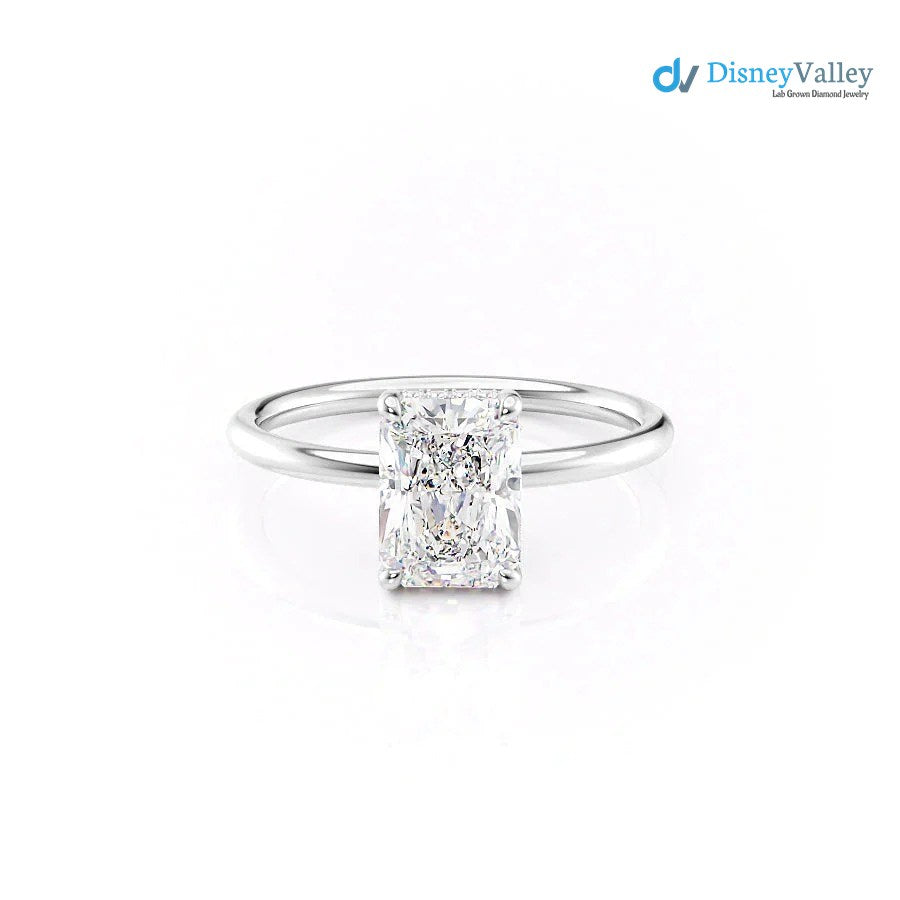 Radiant Lab Grown Hidden Halo Engagement Ring