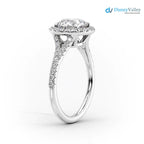 Pear Lab Grown Halo Split Shank Pave Setting Engagement Ring