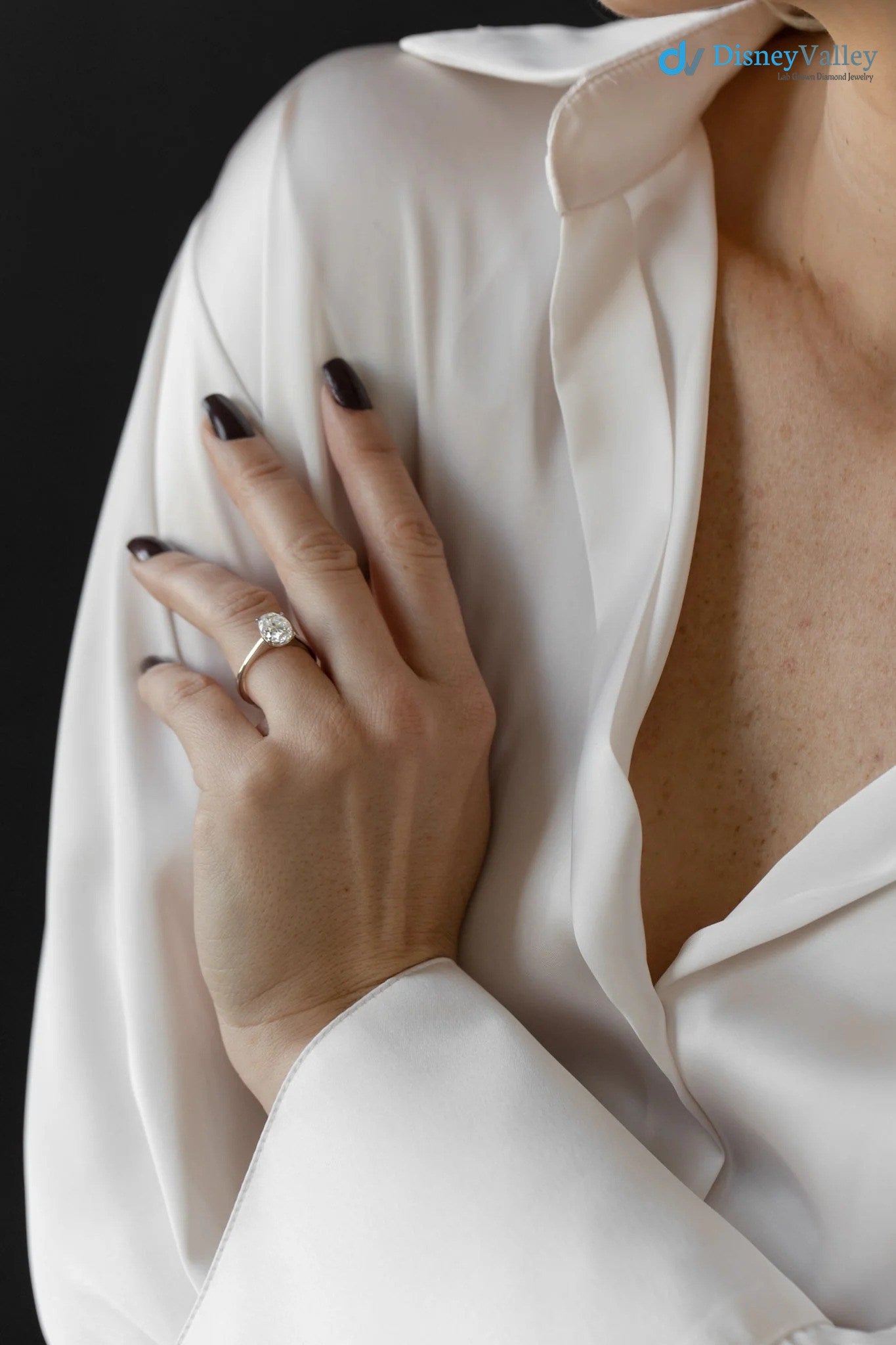 Oval Moissanite Solitaire Engagement Ring