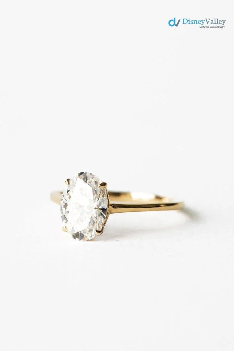 Oval Moissanite Solitaire Engagement Ring