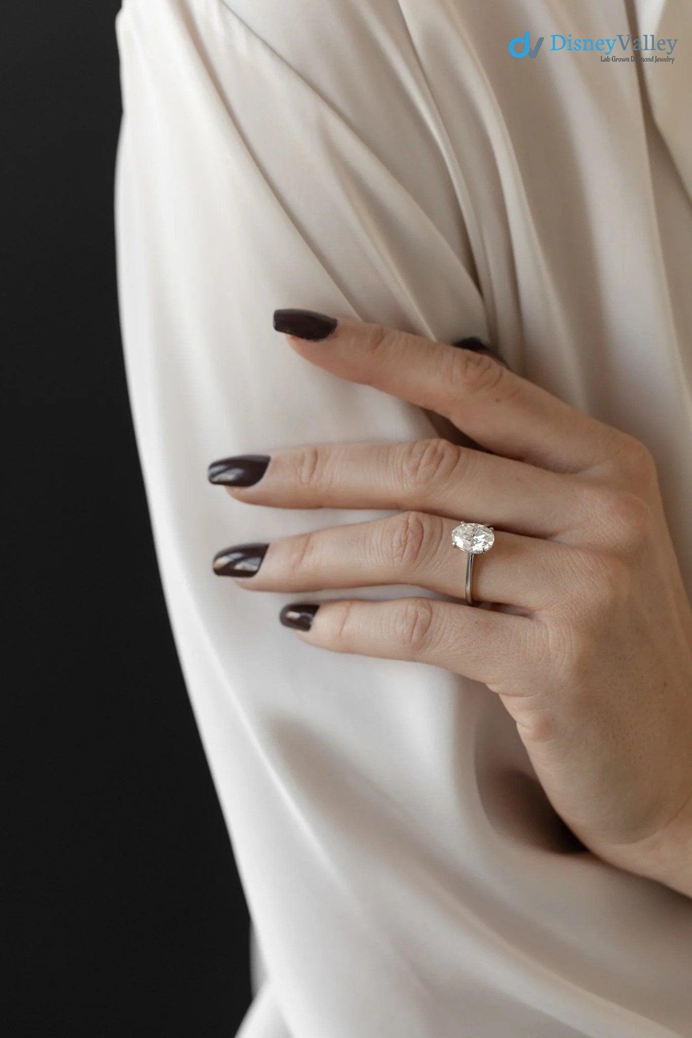 Oval Moissanite Solitaire Engagement Ring