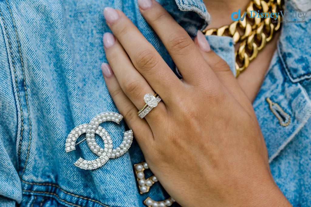 Oval Solitaire Hidden Halo Moissanite Engagement Ring