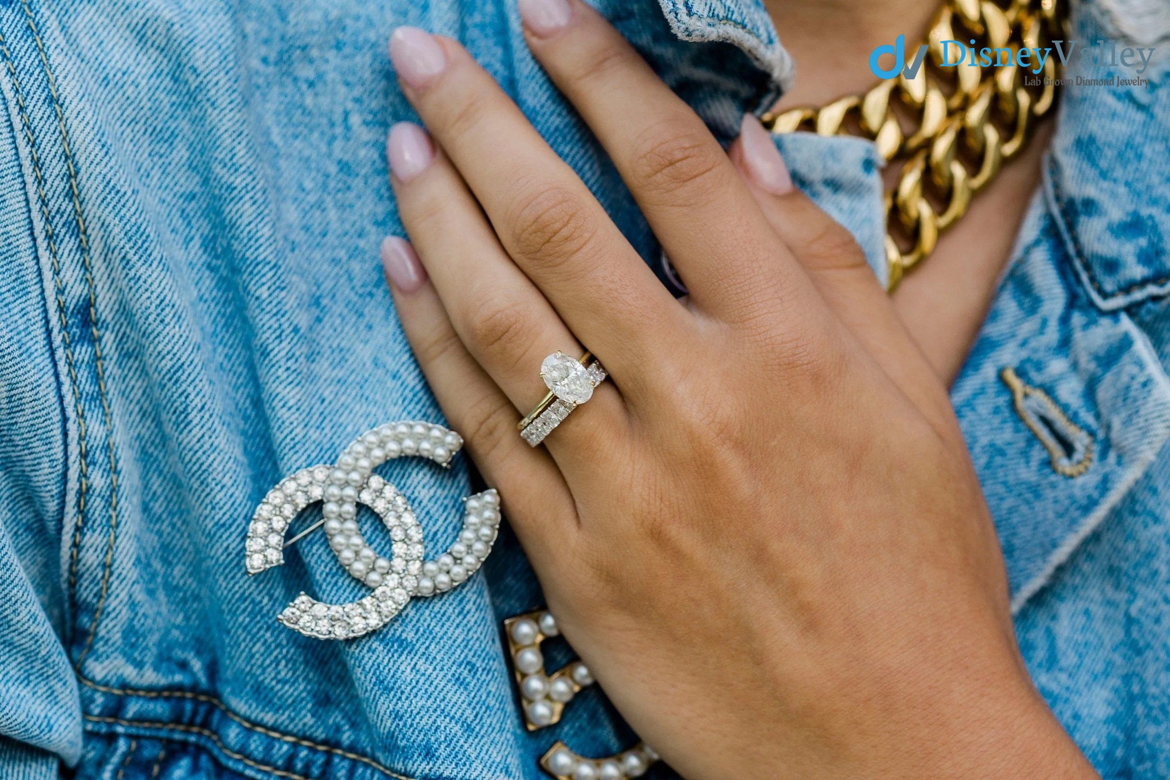 Oval Solitaire Hidden Halo Moissanite Engagement Ring