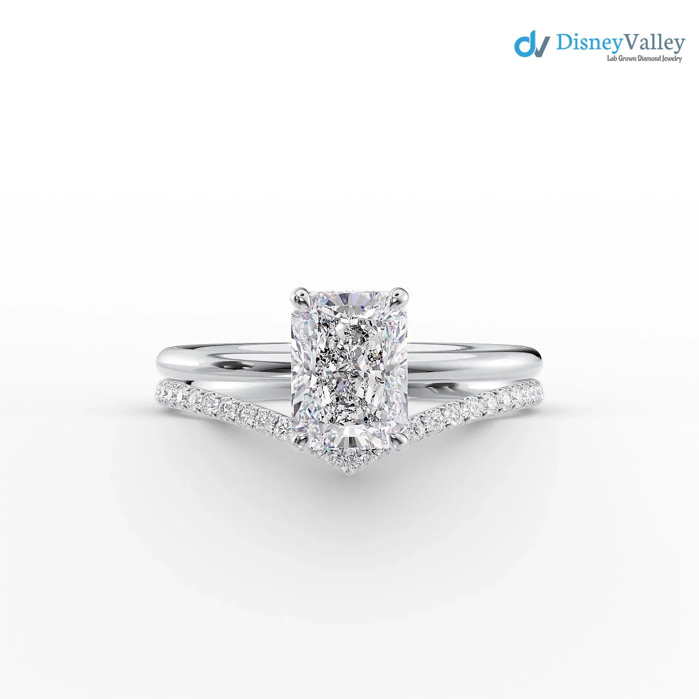 Radiant Lab Grown Hidden Halo Engagement Ring