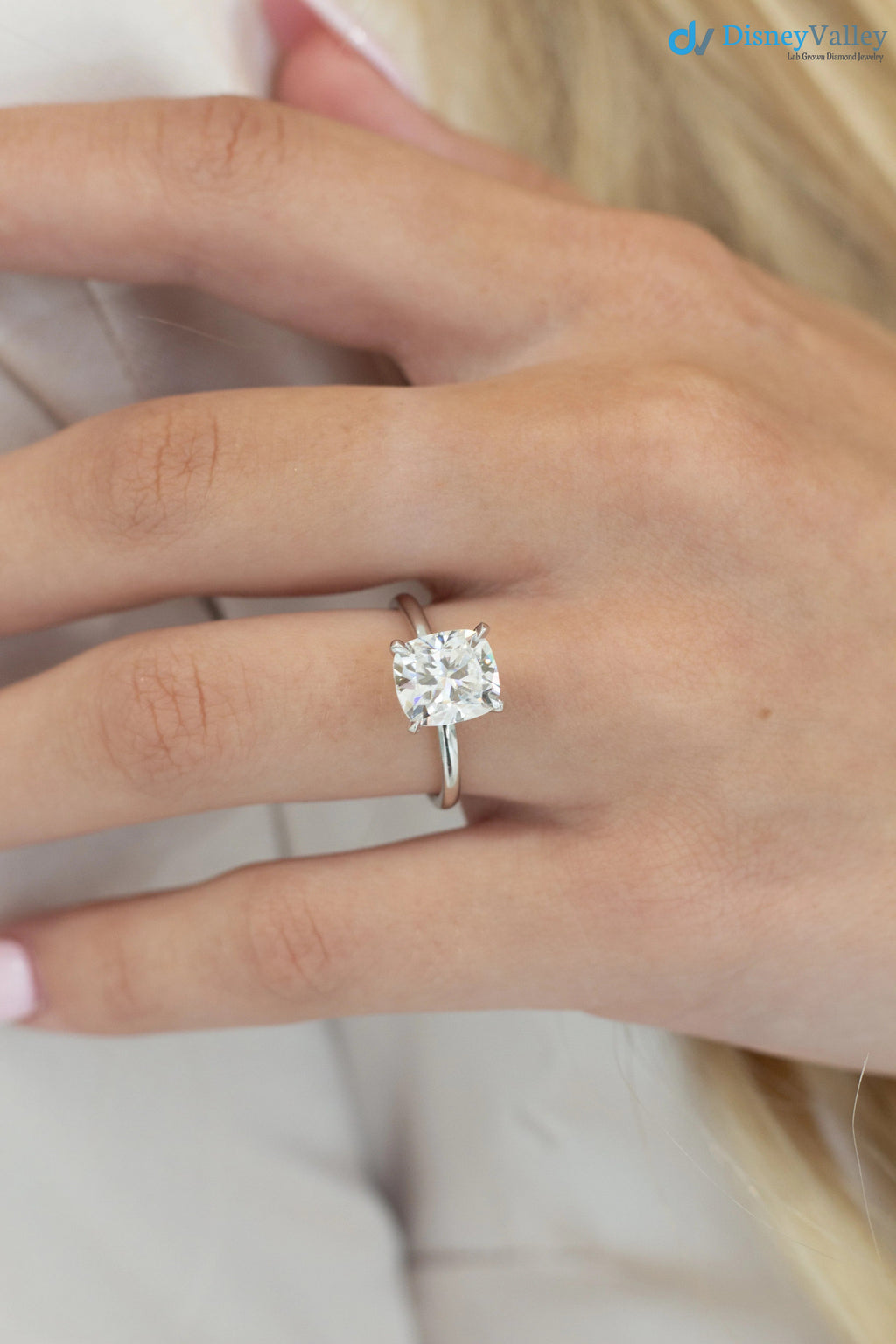 Elongated Cushion Moissanite Solitaire Engagement Ring